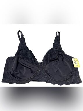 QT Intimates Black Lace Full Coverage Underwire Bra 42DD BNWT